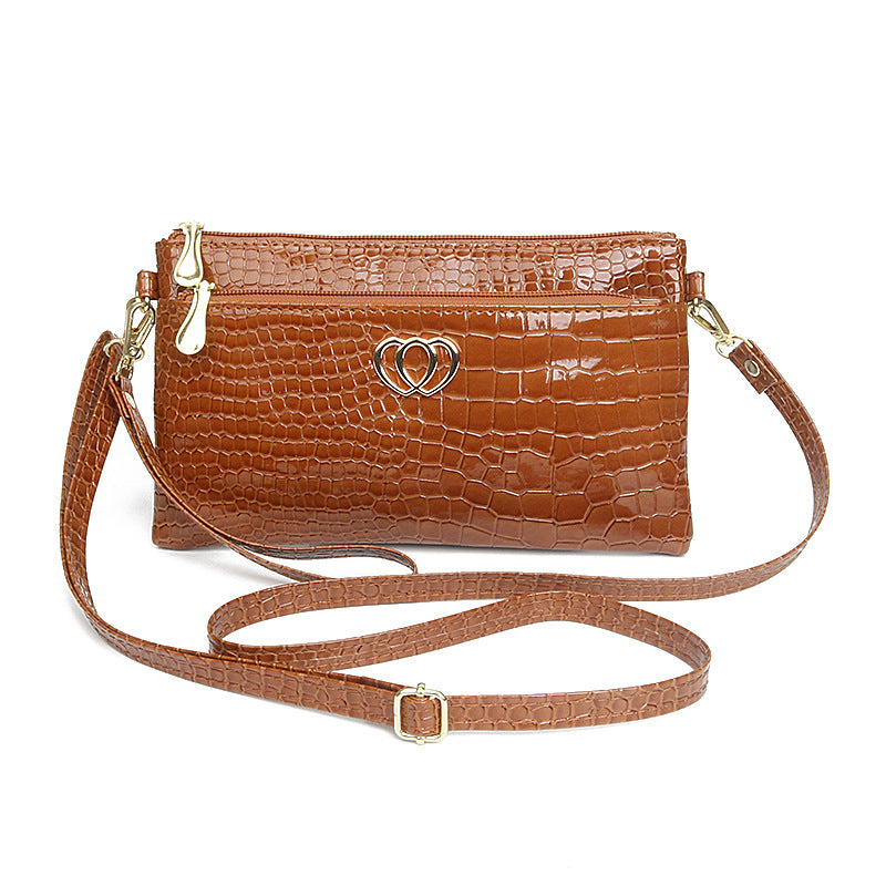 Women's Stylish Glossy Shiny Patent Leather Crocodile Pattern Bags