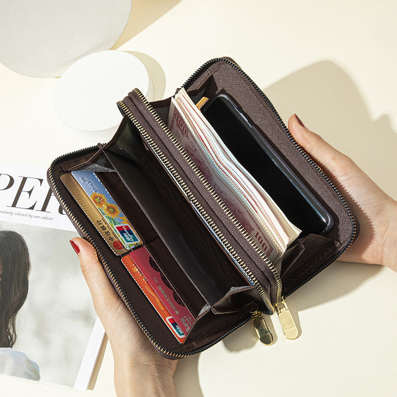 Women's Double Zip Clutch Printed Long Large Ladies Wallet