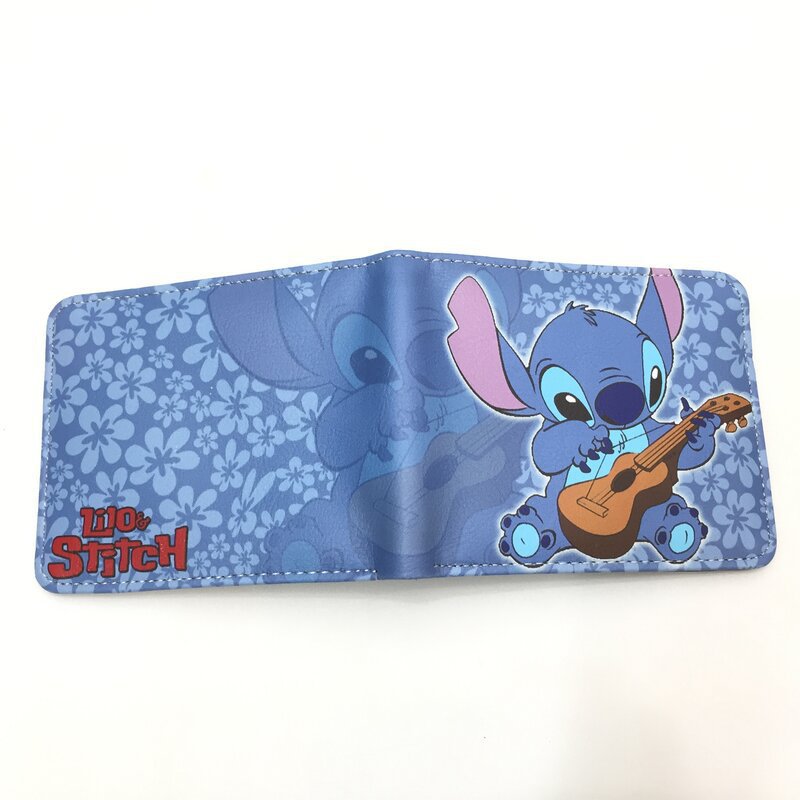 Cute Cartoon Stitch Short Anime Blue Long Ears Coin Purses