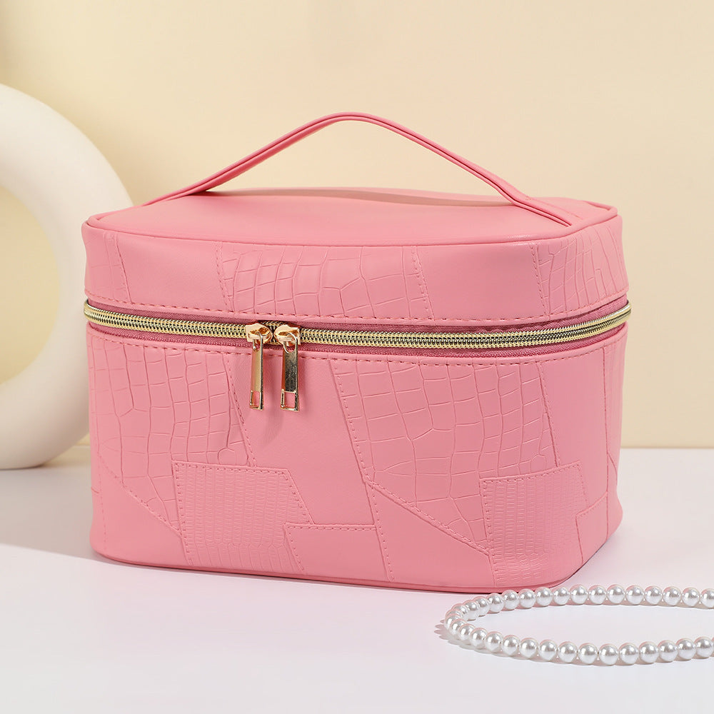 Women's Simple Crocodile Pattern High-grade Large Capacity Storage Waterproof Portable Cosmetic Bags