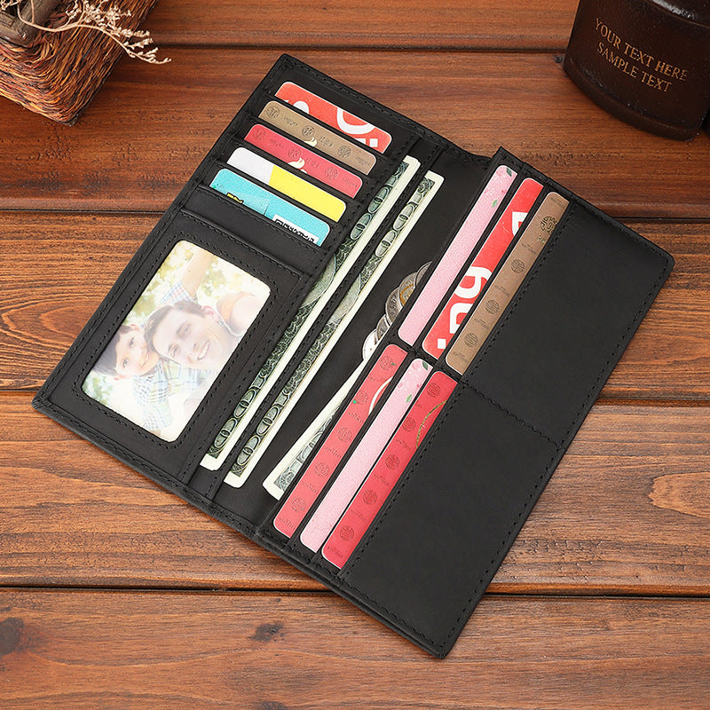 Men's Man's Crazy Horse Leather Business Real Card Holder