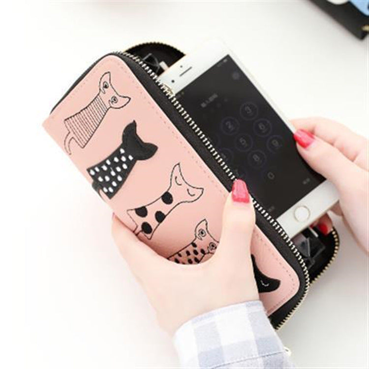 Women's Fashion Cartoon Large Capacity Long Zip Korean Clutch Bags