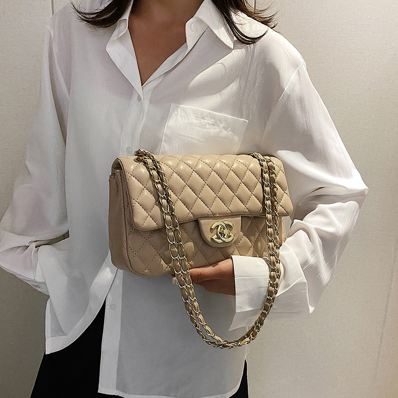 Durable Women's Rhombic Fashionable Simple Chain Women's Shoulder Bag