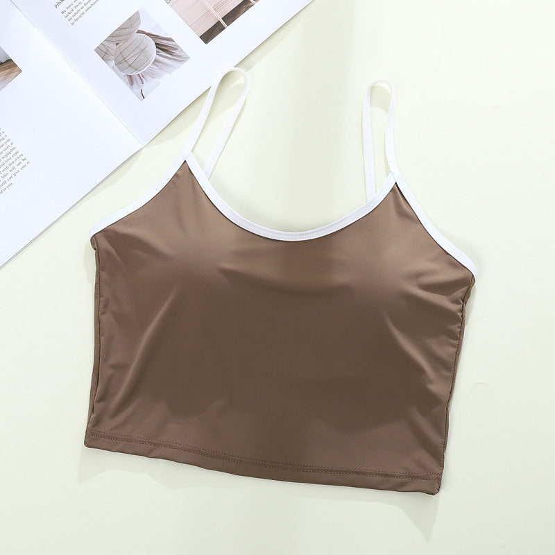 Women's Ice Ribbon Chest Pad Backless Base Tanks Camis