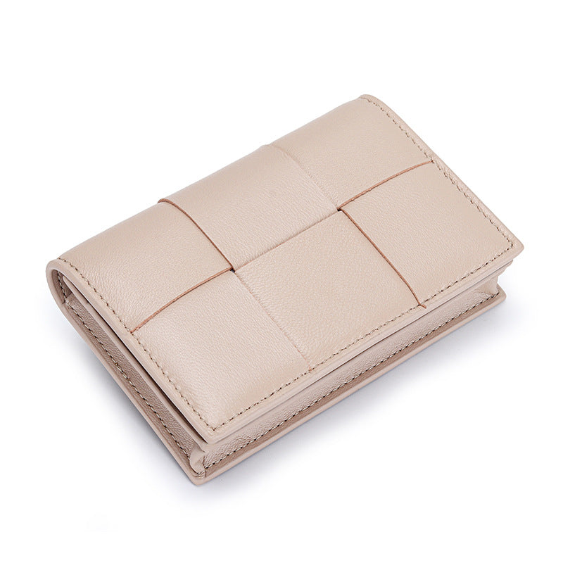 Women's Niche High-grade Sheepskin Woven Exquisite Genuine Card Holder