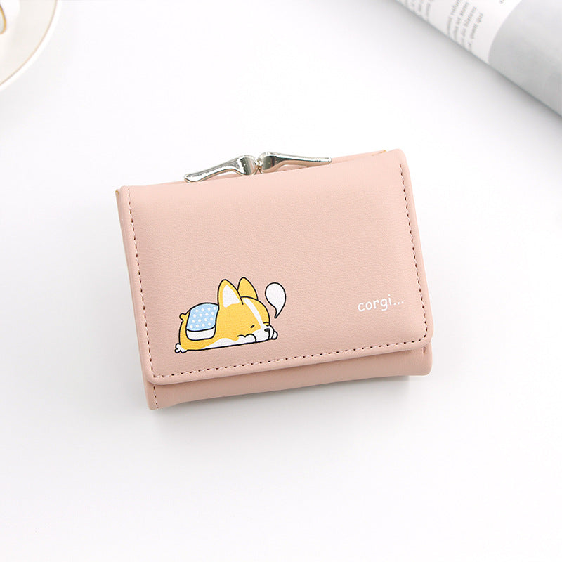 Women's Iron Clamp Short Cute Cartoon Ladies Wallet