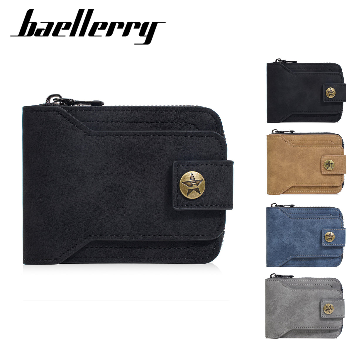 Men's High-grade Retro Horizontal Zipper Locking Men's Wallets