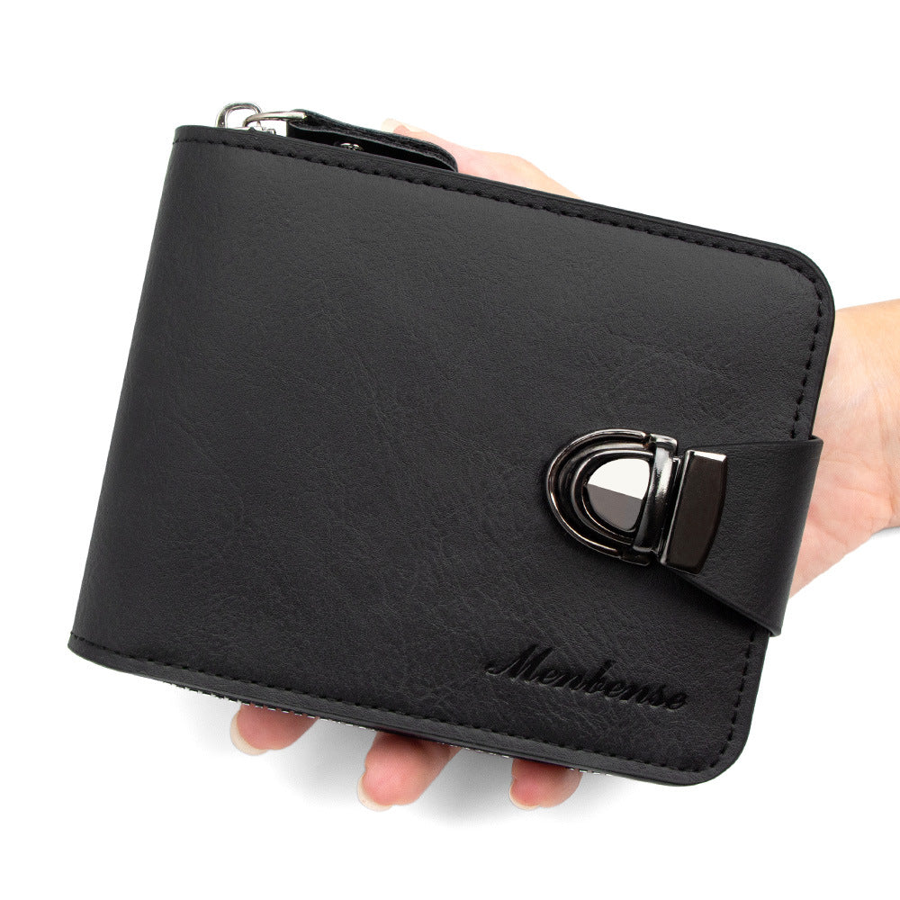 Men's Scarf Multiple Slots Large Capacity Hinge Men's Wallets