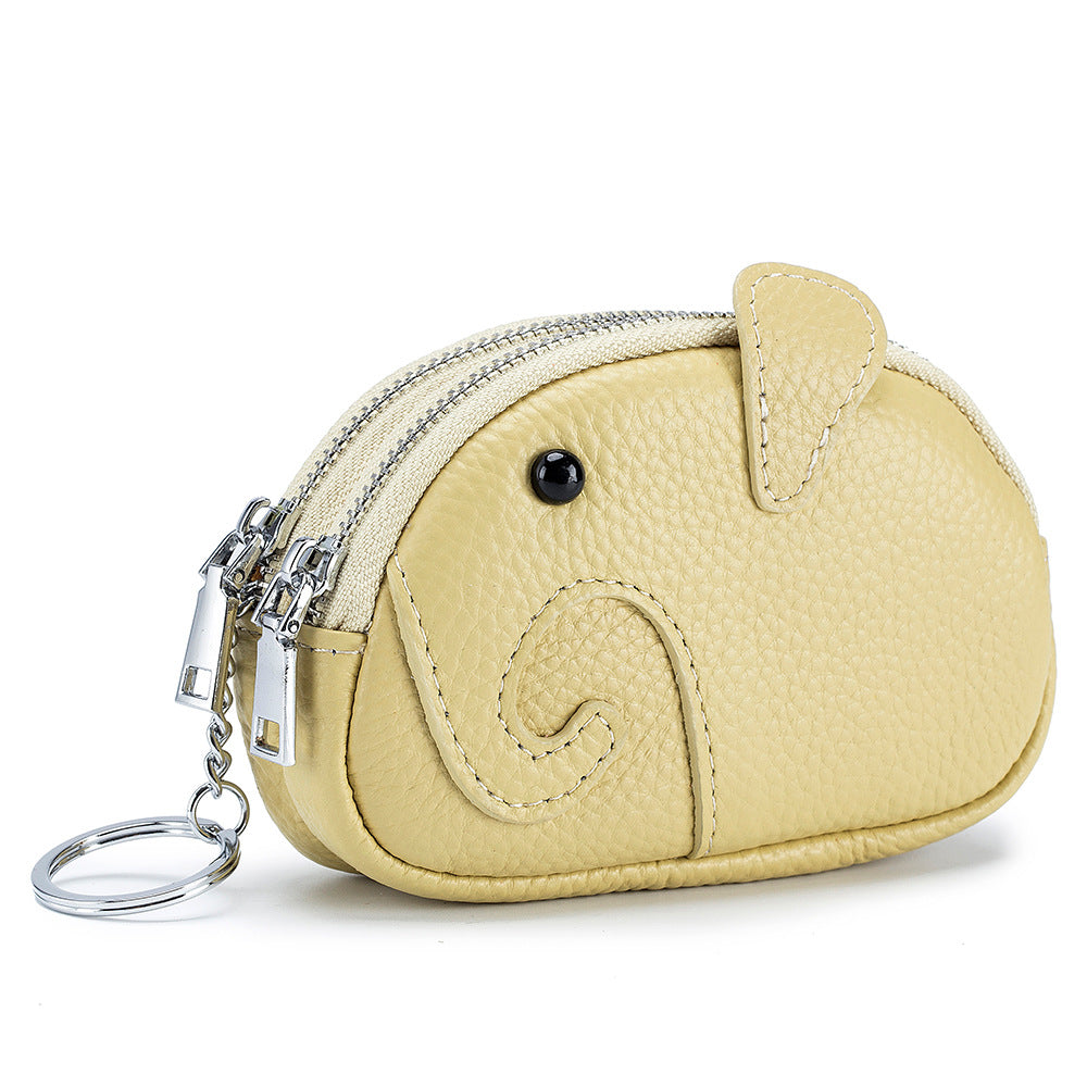 Women's Creative Double Zipper Storage Cute Cartoon Elephant Coin Purses