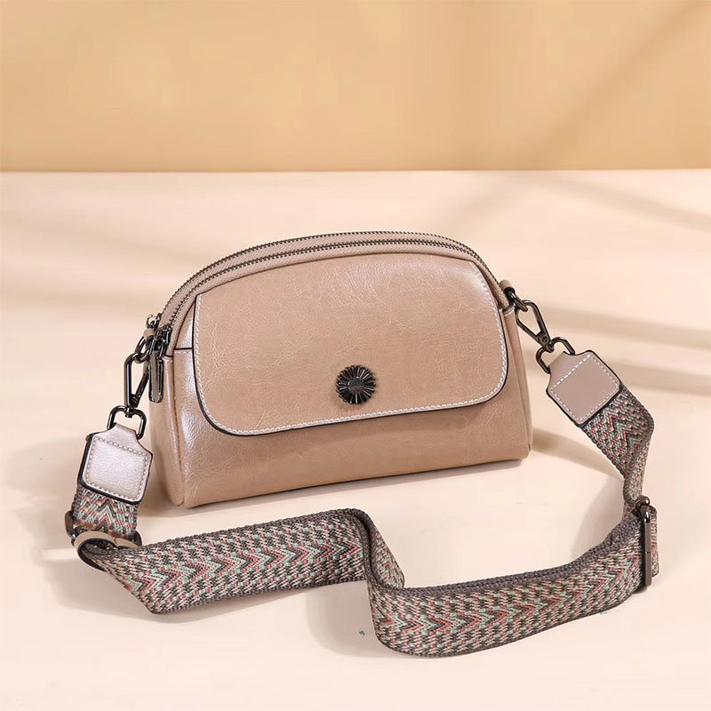 Women's Wax Cowhide Single Lady's Practical Simple Fashion Small Square Bags