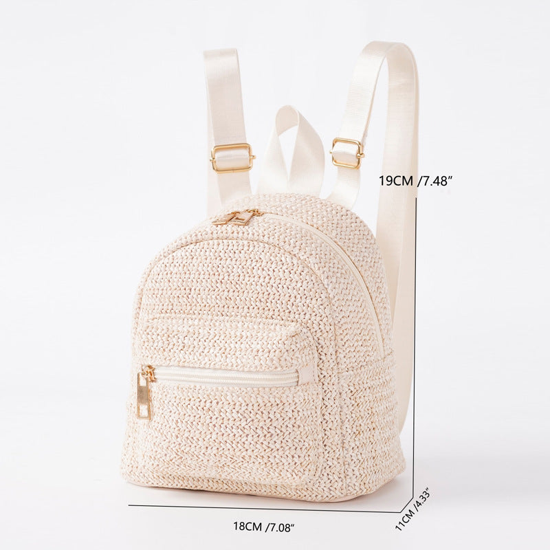 Women's Simple Street Trendy Straw Fashionable Woven Backpacks