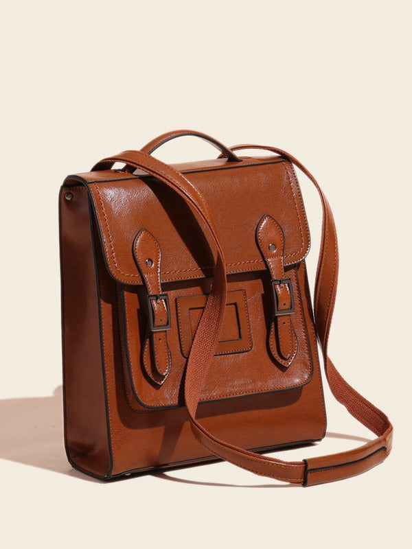 Women's Genuine Leather Oil Wax Retro Easy Matching Backpacks