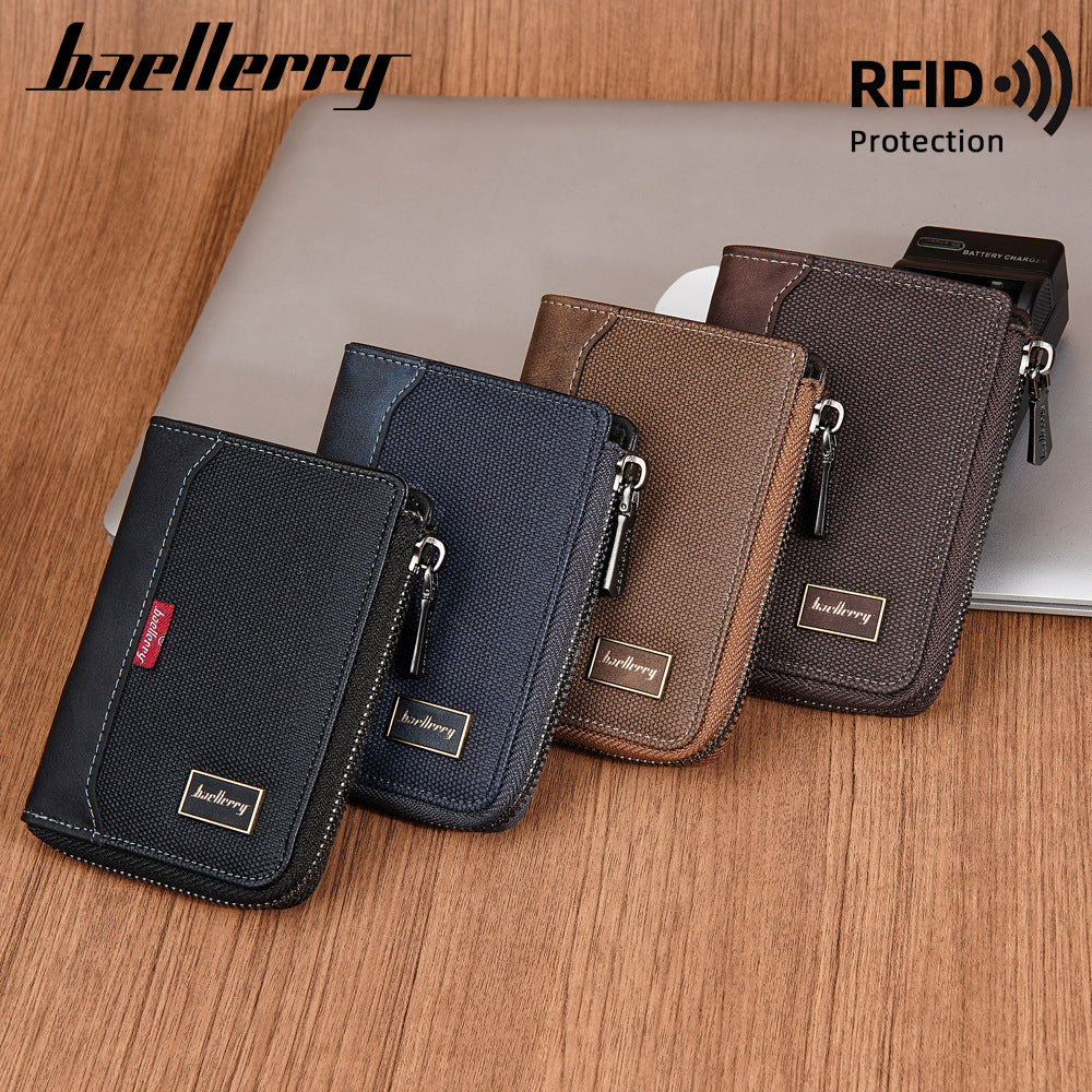 Glamorous Men's Multiple Slots Vertical Zipper Men's Wallet