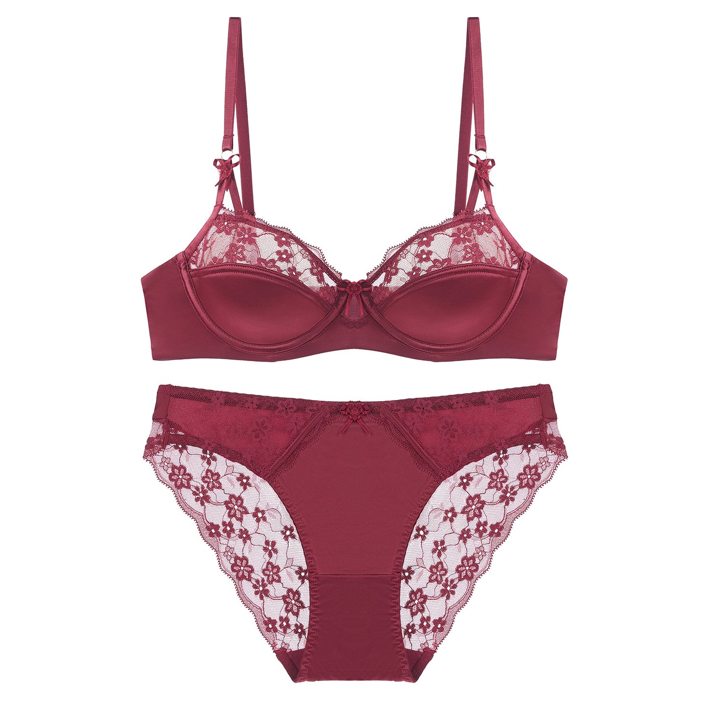 Underwear Life Red Lace Thin Cotton Glossy Lingerie Sets