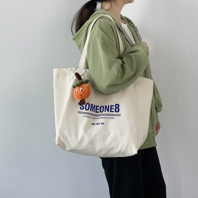 Women's Canvas Idle Style Artistic Simple Large Capacity Letter Bags