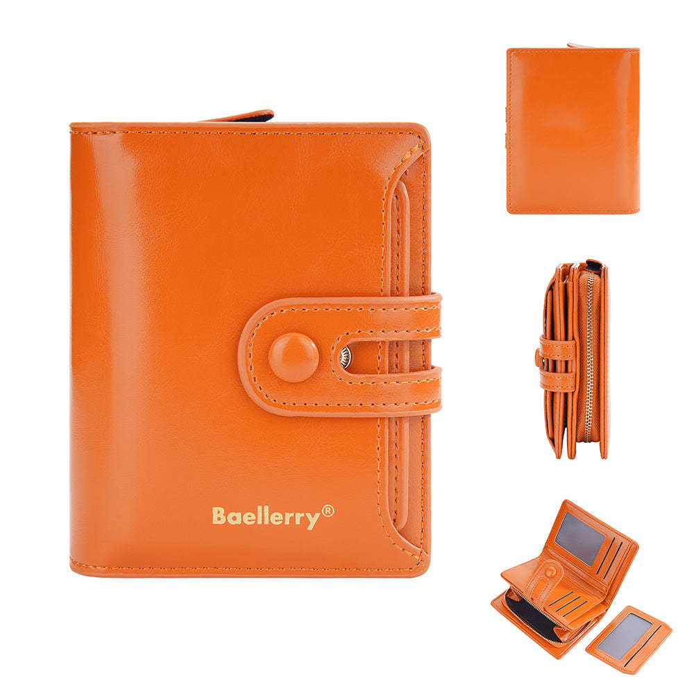 Women's High Sense Integrated Short Oil Wax Ladies Wallet