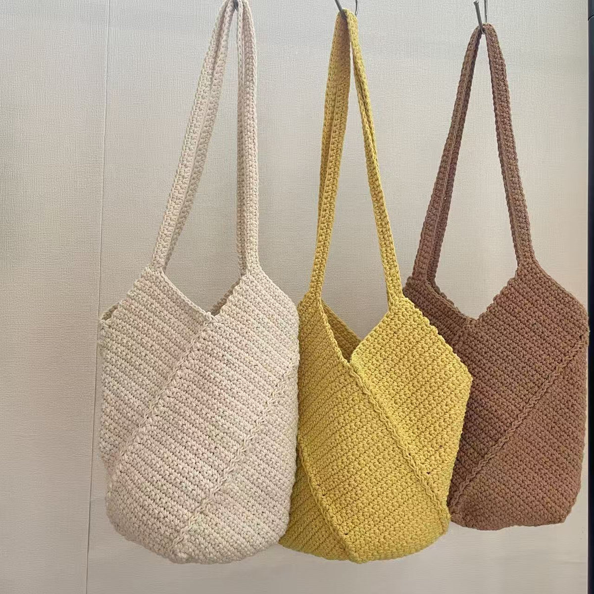 Versatile Knitted One Twill Woven Simple Cotton String Women's Shoulder Bag