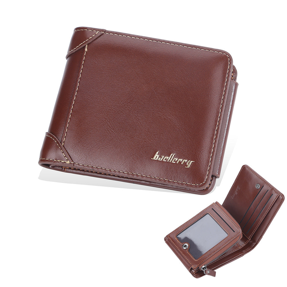 Men's Vertical Zipper Short Multiple Slots Men's Wallets