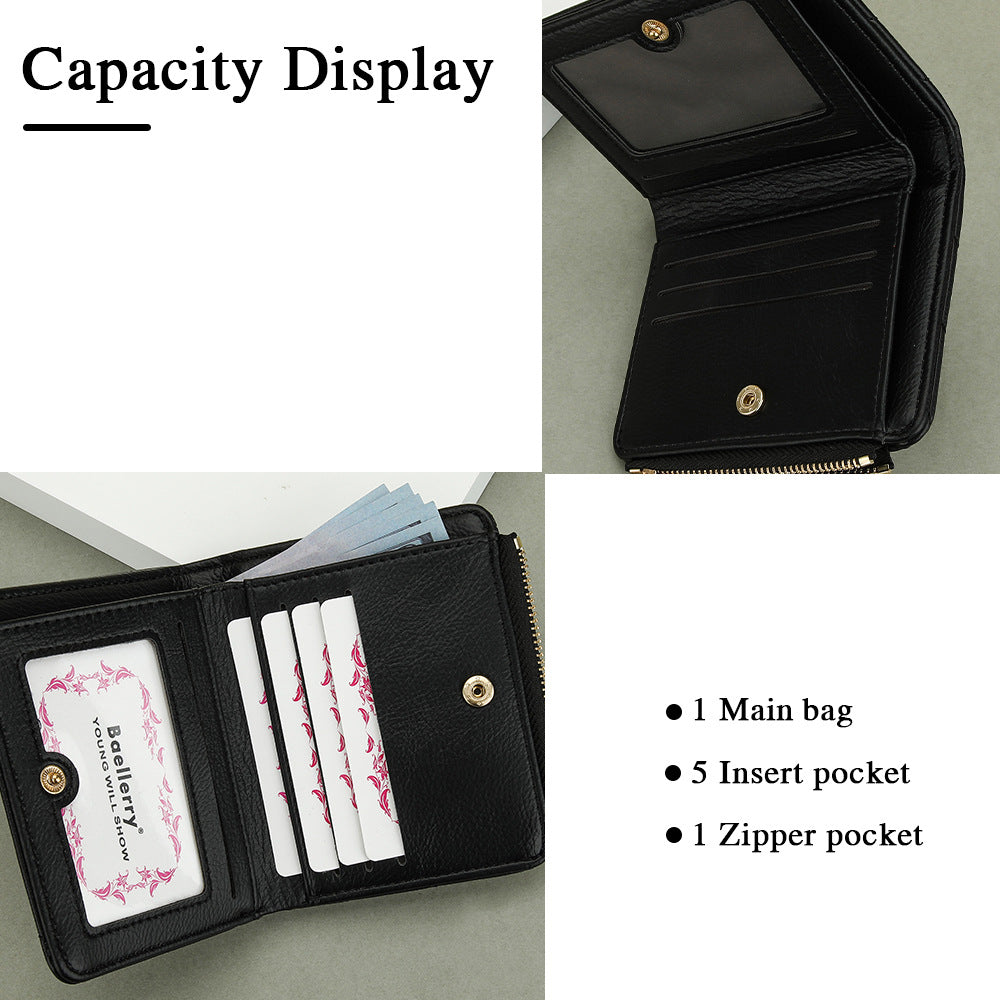 Women's Korean Short Zipper With Multi Stitching Ladies Wallet
