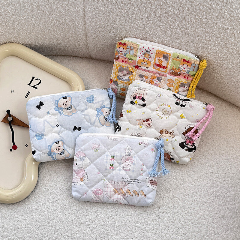Women's Printed Quilted Weekend Artistic Sanitary Napkin Cotton Bags