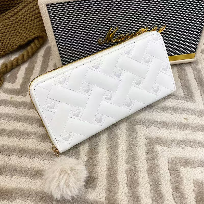 Women's Summer Indentation Mid-length Clutch Trendy Love Change Mobile Ladies Wallet