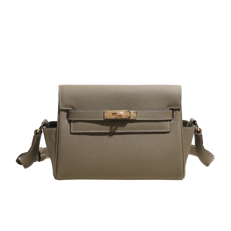 Layer Cowhide Kelly Versatile Retro High Sense Lock