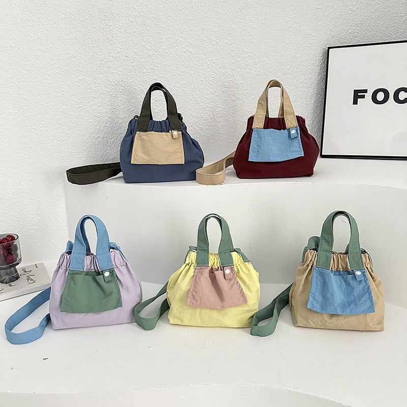 Women's Fashionable Pleated Portable Lightweight Drawstring Korean Women's Shoulder Bag