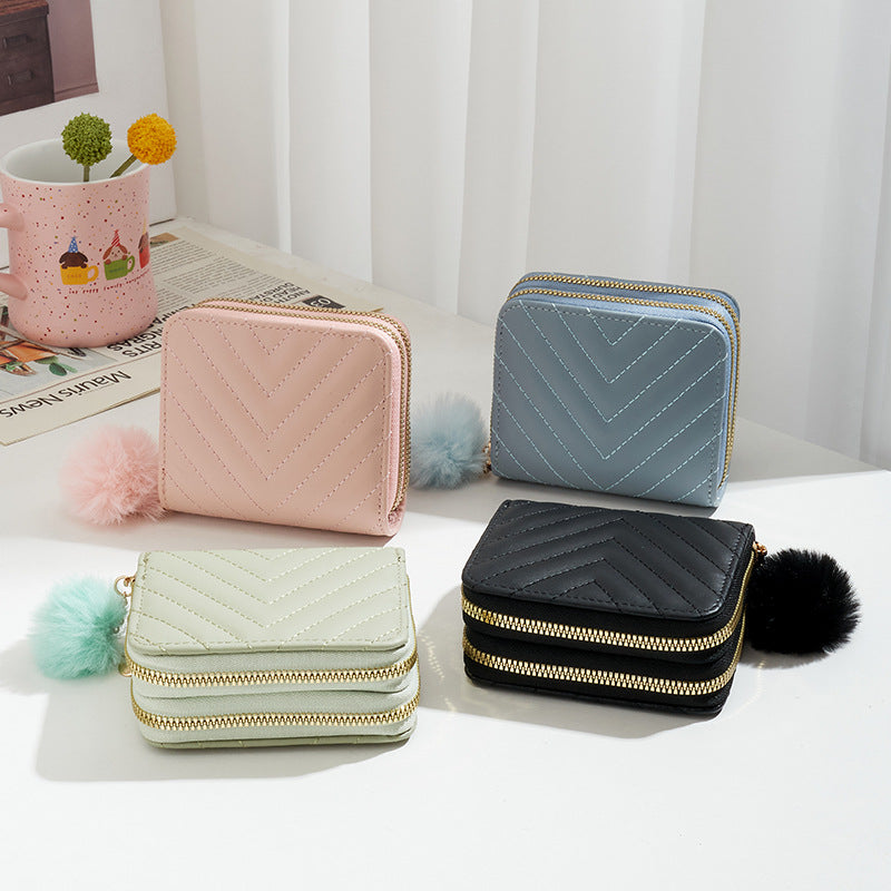 Unique Women's Twill Decoration Short Clutch Ladies Wallet