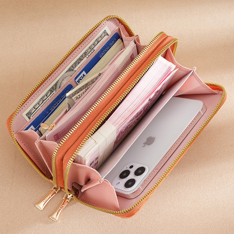 Women's Long Double Zipper Mobile Mini Ladies Wallet