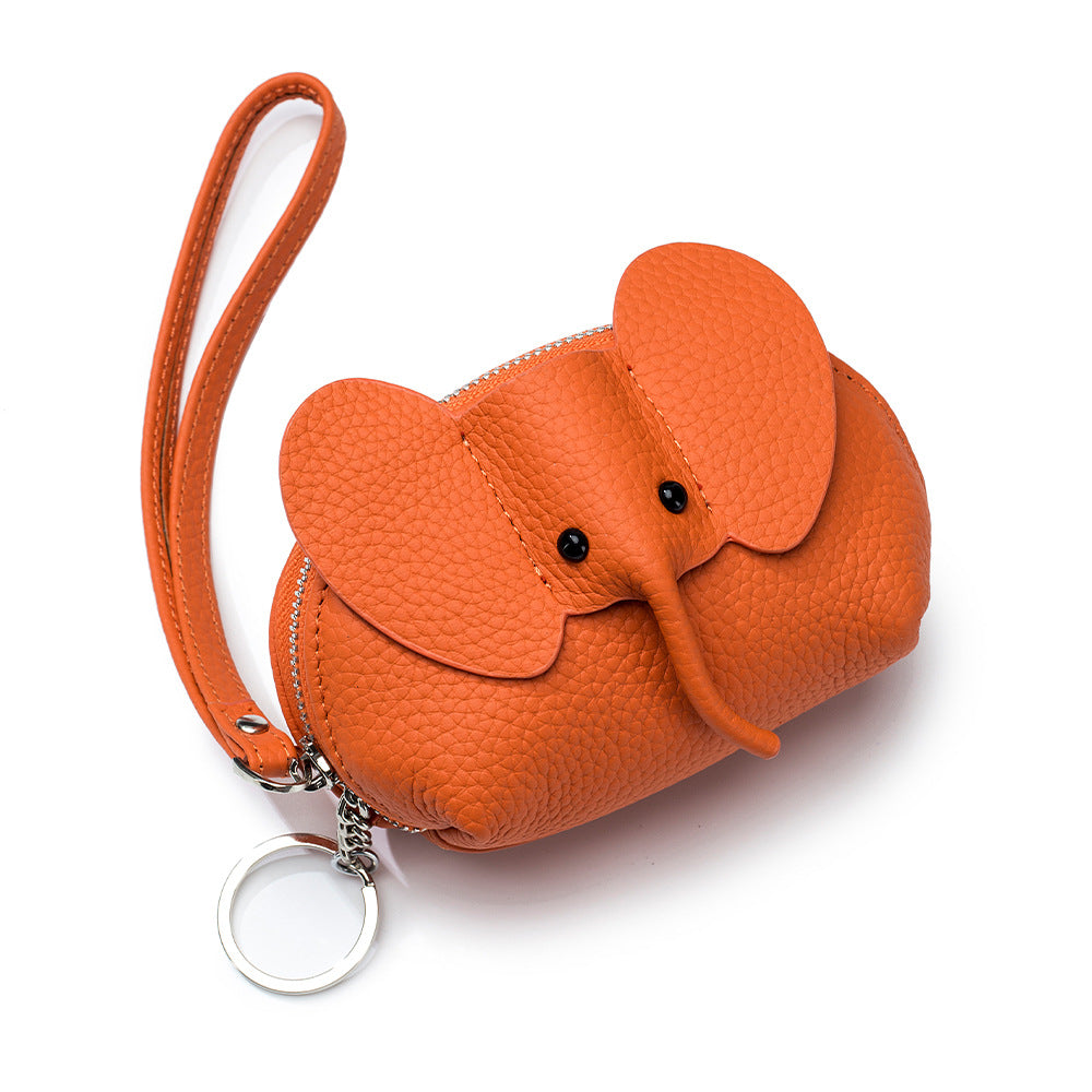 Women's Creative Genuine Leather Elephant First Layer Coin Purses