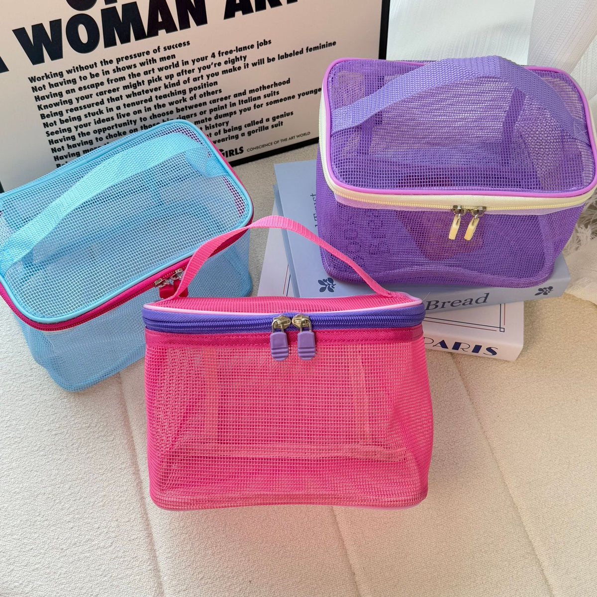 Mesh Large Capacity Portable Storage Wash Cosmetic Bags