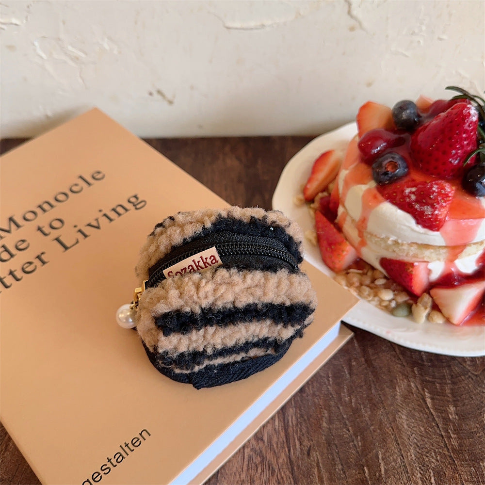 Cute Plush Woolen Soft Cloth Shell Cosmetic Bags