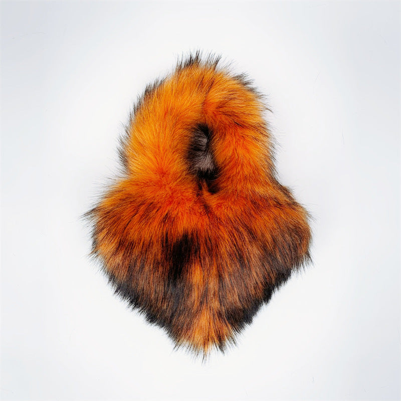 Children's Size Heart Imitation Raccoon Fur Plush Handbags