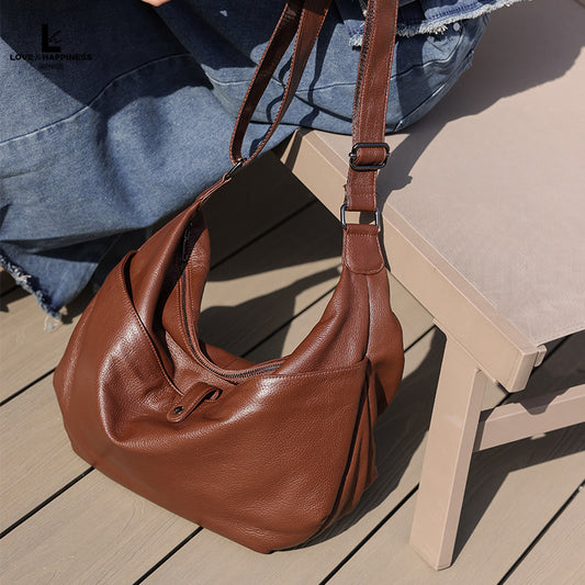 Women's Genuine Leather Soft Large Capacity Crescent Crossbody Bags