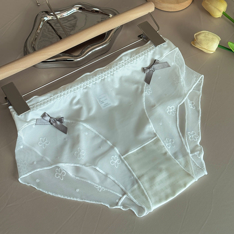 Women's Net Lace Underwear Silky Satin Trimeresurus Panties