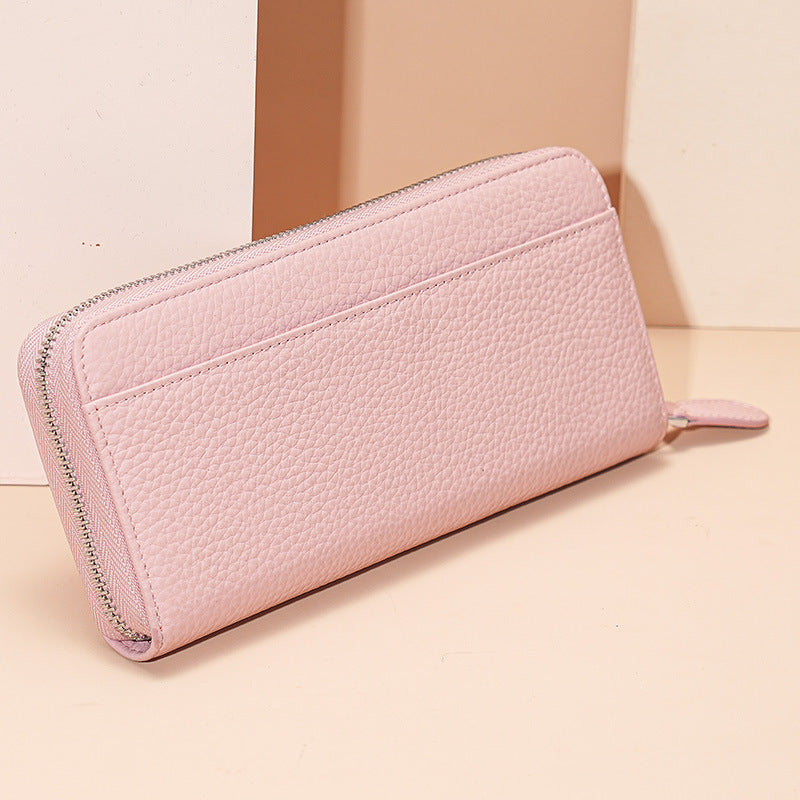 Women's Genuine Leather Long Zipper Clutch Bags