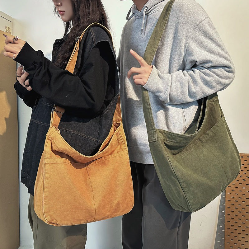 Washed Canvas Simple Retro Female College Bags