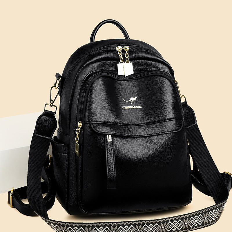 Fashion Mother Soft Leather Large Capacity Backpacks