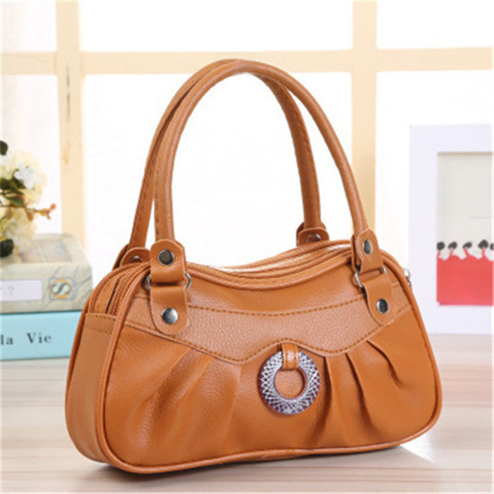 Women's Double Pocket Mom Shopping Leather Change Bags