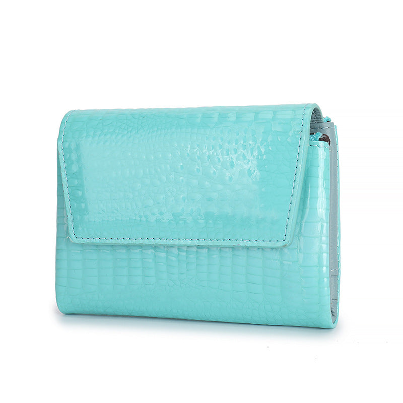 Women's Short Leather High-grade Paint Magnetic Snap Ladies Wallet