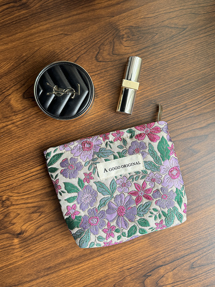 Classy Purple Flower Carrying Fabric Toiletry Bags