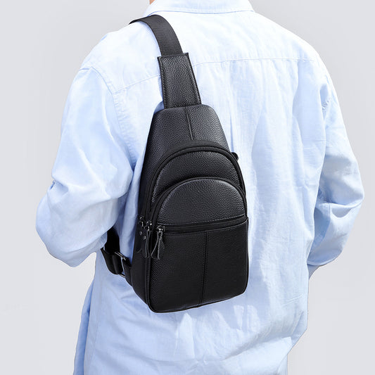 Men's Genuine Leather Pannier First Layer Cowhide Men's Chest Bags