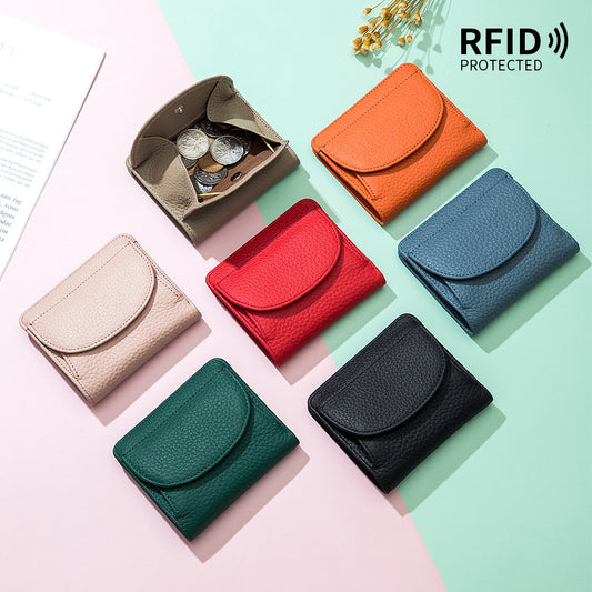 Women's Mini Simple Folding Genuine Leather Female Ladies Wallets