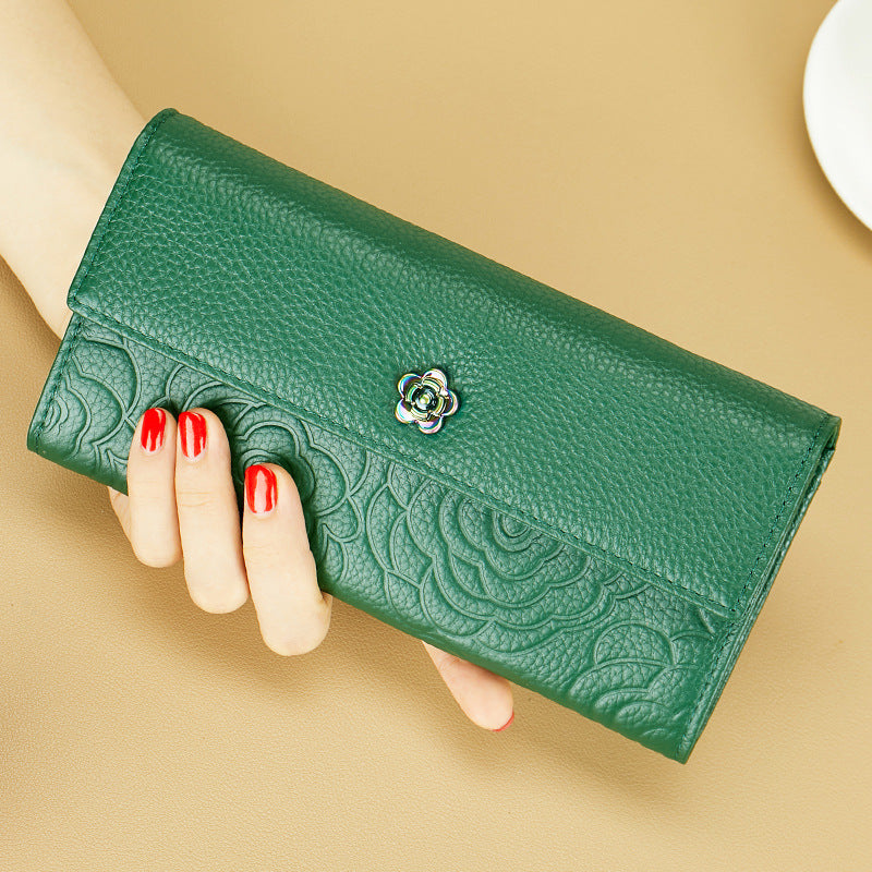 Female Long Genuine Leather Pure First Ladies Wallet