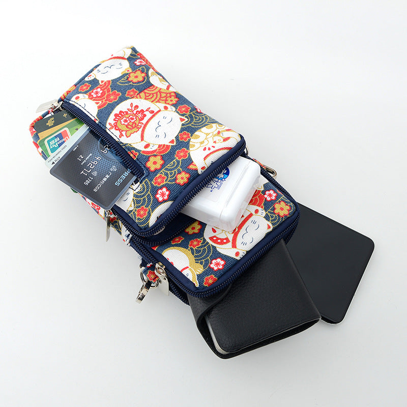 Women's Style Mobile Canvas Large Screen Vertical Phone Bags