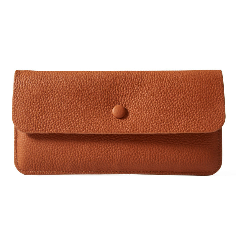 Women's Envelope Yellow Long Cowhide Clutch Leather Bags