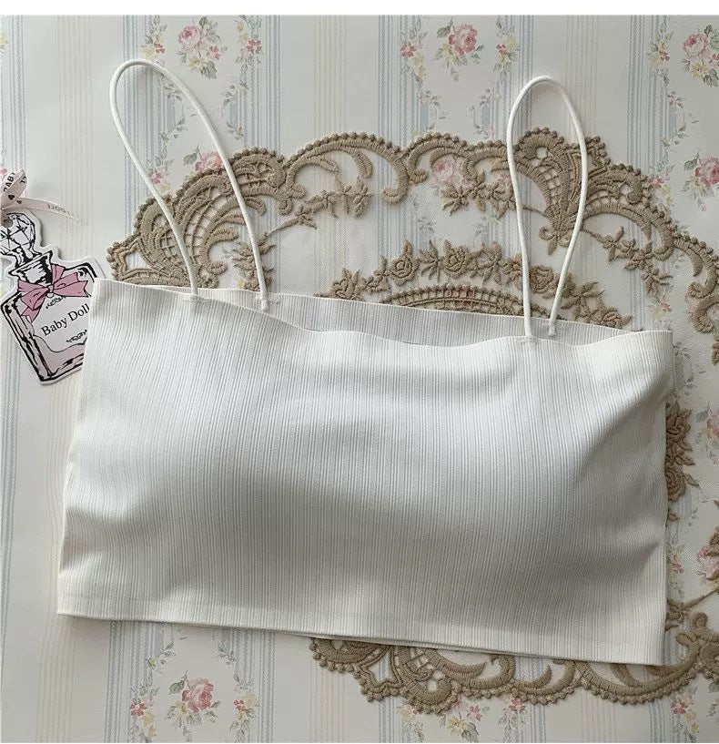 Women's Braces Breast Pad Tube Top Short Vest Gathered Tanks Camis