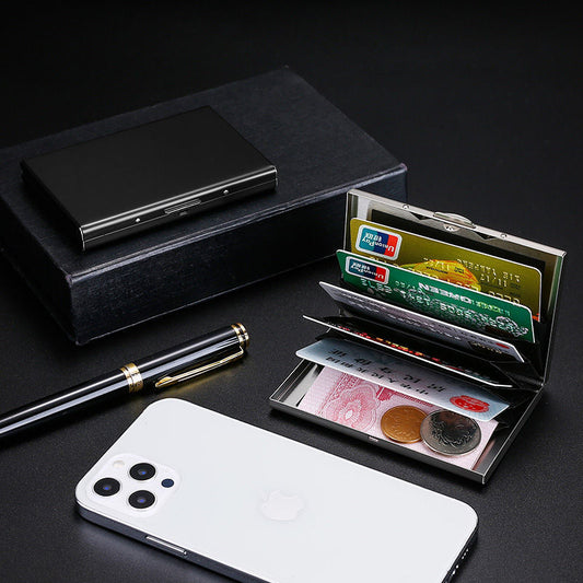 Women's & Men's & Swiping Metal Stainless Steel Box For Card Holder