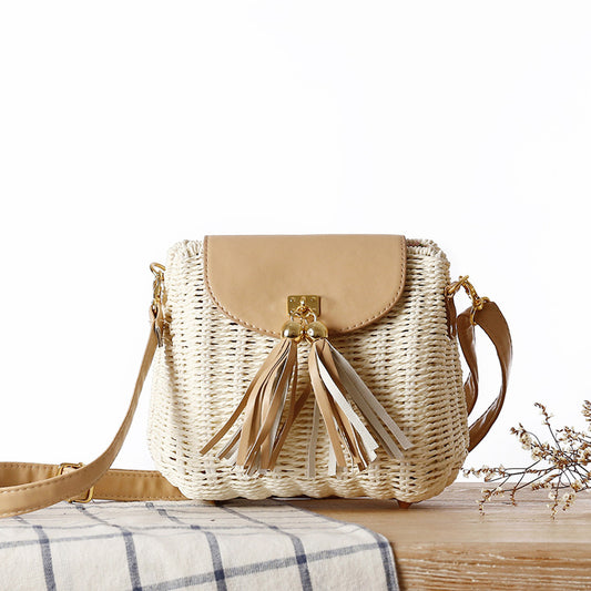 Women's Rattan Weave Fresh Straw Beach Vacation Crossbody Bags