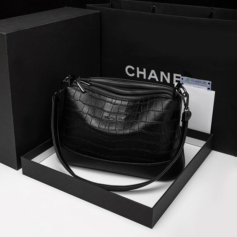 Crocodile Pattern Mother Fashionable Soft Leather Large Bags